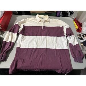 Vtg Oakton Ltd Tall XL White‎ Burgundy Rugby Shirt